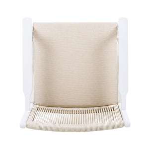 English Elm Christopher Knight Home® - Outdoor Acacia Wood Dining Chairs Set of 2 with Woven Rope Back, Waterproof Cushions, 400lb Capacity Beige+White N779P224995W