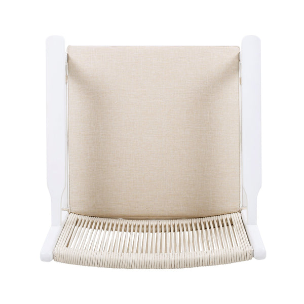 English Elm Christopher Knight Home® - Outdoor Acacia Wood Dining Chairs Set of 2 with Woven Rope Back, Waterproof Cushions, 400lb Capacity Beige+White N779P224995W