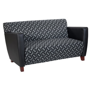 OSP Home Furnishings 2 Tone Upholstered Lounge Chair with Black Arms Cherry Legs Padded Seat Modern Style SF8472-K107/R107