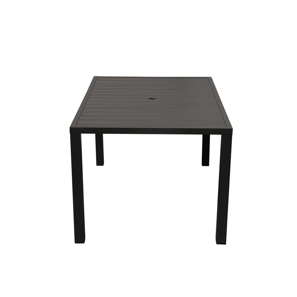 English Elm Outdoor Dining Table For 4 - Stylish Slatted Metal Patio Table With Umbrella Hole For Gardens & Decks W1859P359875