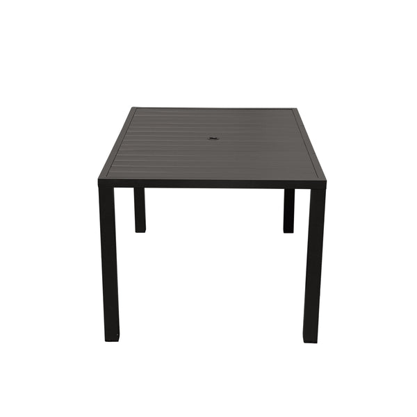 English Elm Outdoor Dining Table For 4 - Stylish Slatted Metal Patio Table With Umbrella Hole For Gardens & Decks W1859P359875