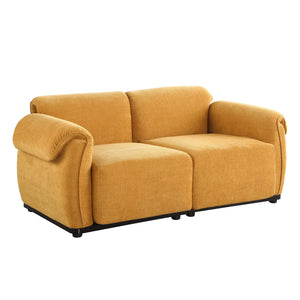 English Elm 102 Inch Linen Modular Sectional Sofa with Hidden Storage and Cloud Cushion Comfort Yellow W1099S00200