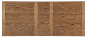 Hooker Furniture Big Sky Trestle Dining Table — Hand‑Distressed Pecky Hickory, X‑Base, 2 Removable 20" Leaves, Seats 10 6700-75200-80