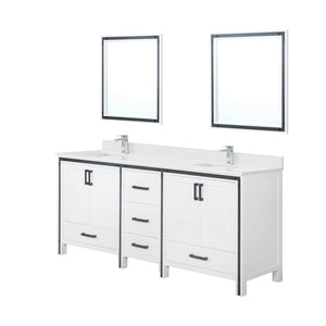 English Elm White Double Bath Vanity 80" W x 22" D with Cultured Marble Scratch‑Resistant Top, Faucet & Mirrors B2731S01144