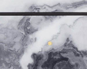 Sunpan Cordero Dresser: Modern Acacia Wood Marvel with Marble Design, Antique Brass Legs & Three Drawers