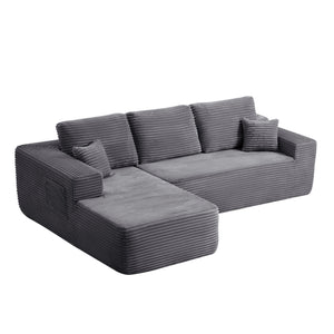 English Elm 104" Modular Cloud Sectional Plush Corduroy Deep Seat Sofa for Living Rooms W3975S00045