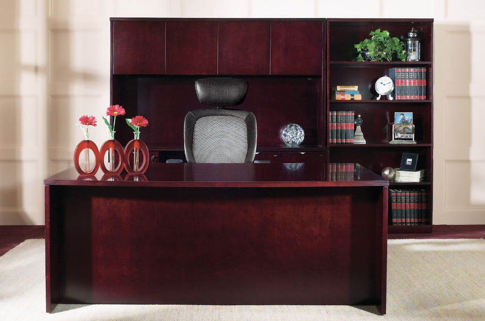 OSP Home Furnishings Kenwood Bow Front Desk Shell for Modular Office Layouts with Ergonomic Curved Work Surface KEN-89-MAH