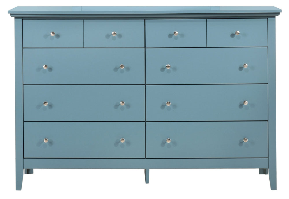 English Elm Elegant Teal Casual Dresser 39"H x 58"W x 18"D — Vibrant Teal Storage Cabinet, Durable Particleboard Finish B078108333