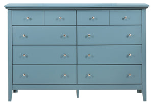 English Elm Elegant Teal Casual Dresser 39"H x 58"W x 18"D — Vibrant Teal Storage Cabinet, Durable Particleboard Finish B078108333