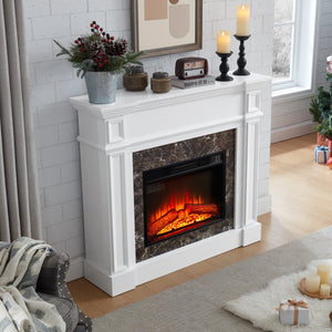 English Elm Electric Fireplace With Realistic 3D Flame And Stacked Stone Mantel – Remote, Timer & Cozy Heat! W1758S00033