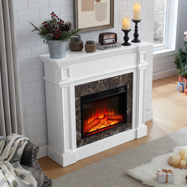 English Elm Electric Fireplace With Realistic 3D Flame And Stacked Stone Mantel – Remote, Timer & Cozy Heat! W1758S00033