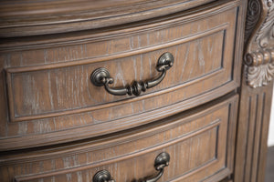 English Elm Luxurious Weathered Oak Nightstand 31"W x 18"D x 30"H Vintage Curved Moldings Rustic Bedroom Charm B2741P406855