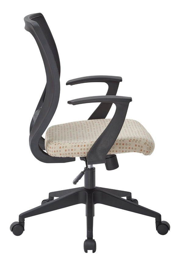 OSP Home Furnishings Screen Back Mesh Task Chair with Lumbar Support and T Arms for Home Office Use Luna EM51022N-K100