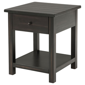 English Elm Castleton Rustic Pine End Table with Drawer and Open Shelf for Farmhouse Living B062P451650