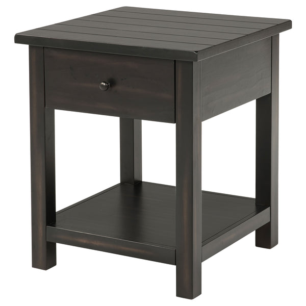English Elm Castleton Rustic Pine End Table with Drawer and Open Shelf for Farmhouse Living B062P451650