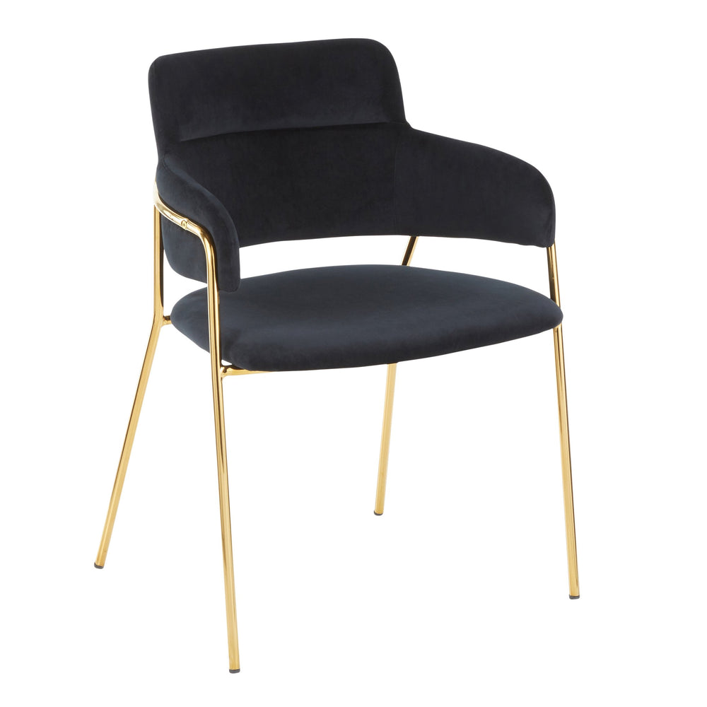 English Elm Contemporary Black Velvet Dining Chairs with Gold Metal Frames Padded Set of 2 B202P223616