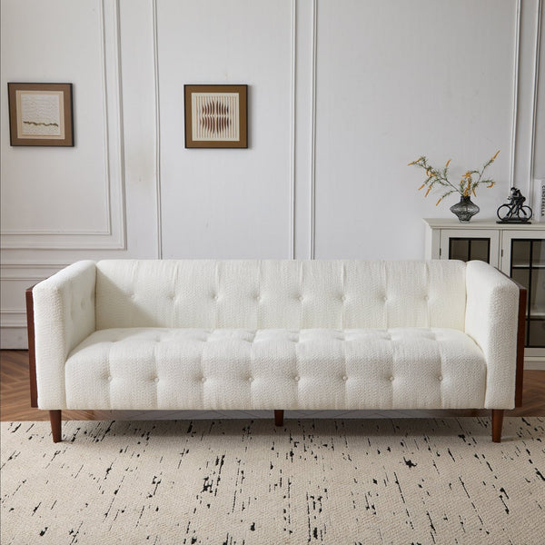 English Elm 3-seater Button Tufted Waffle Stitch Sofa Solid Hardwood Frame Mid Century Living Room N771P243854M_N771P243867M