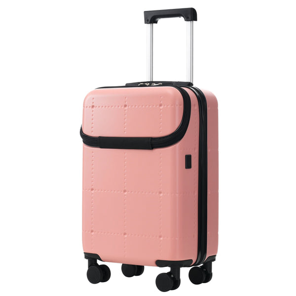English Elm Luggage 5 Piece Hardside Abs Set with Front Access Carry on and Tsa Spinner Wheels Light Pink N732P391557U