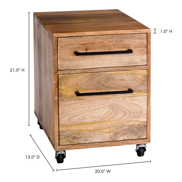 English Elm Colvin Solid Mango Wood Rolling Filing Cabinet with Iron Hardware for Home Office B2769P498424