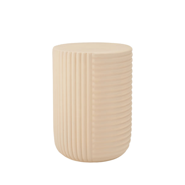 English Elm Outdoor Mgo Sculptural Side Table Handcrafted Ribbed Texture Weatherproof Patio Accent N772P384669W