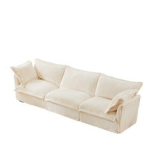 English Elm Slipcovered Modern 3-Seater Sofa - Plush Cream Corduroy With Deep Seating & Flexible Design Features W3041S00020-GIGA