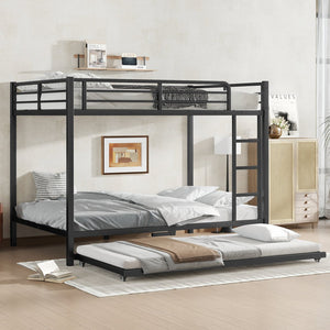 English Elm Full Metal Bunk Bed With Twin Trundle - Stylish, Space-Saving Design For Families And Guests! W1580S00129