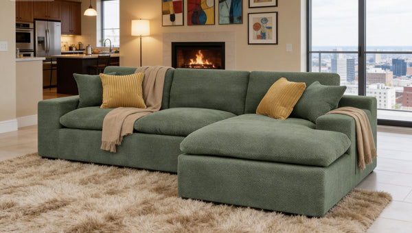 English Elm Cloud Sectional Sofa High Density Foam Deep Seat Upholstered Modern Living Room W5568S00004