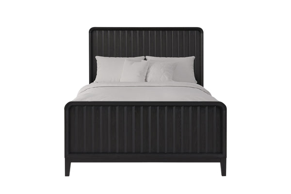 English Elm Full Elm Veneer Bed Peppercorn Finish – Modern Vertical Panel Headboard, Rounded Edges, Durable MDF Frame Black 59.75 L x 43 W x 6 H B2699S00106