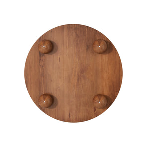 English Elm Round Fluted Pine Wood Coffee Table with Hidden Sliding Door Storage for Living Room Walnut N735P369879D