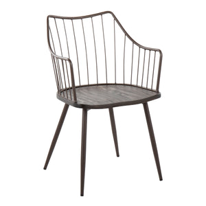 English Elm Contemporary Square Dining Set with Metal Frames and Walnut Wood Seats for Four B202S01506