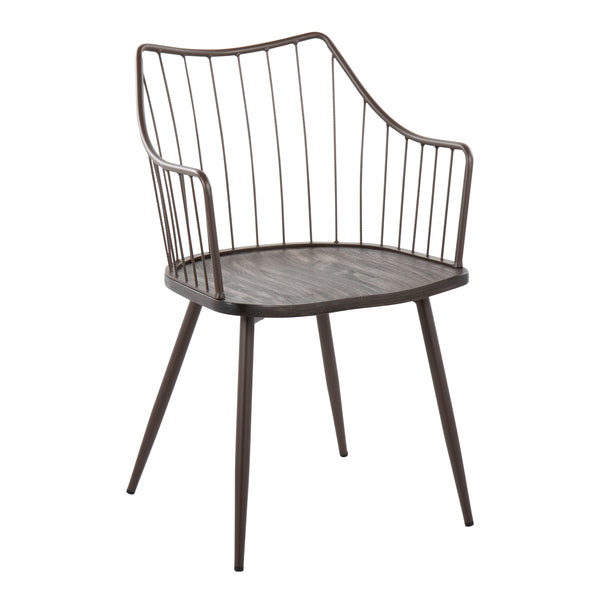 English Elm Contemporary Square Dining Set with Metal Frames and Walnut Wood Seats for Four B202S01506