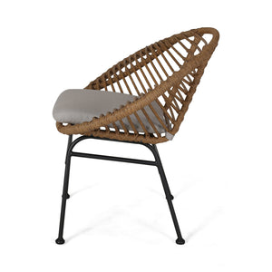 English Elm Engle Outdoor Wicker Lounge Chair Set with Cushions Powder Coated Steel Frame 65039.00LBRN
