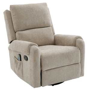 English Elm Manual Recliner Swivel Rocker Massage Chair Chenille Nursery and Living Room Seat Oatmeal N763P347287O