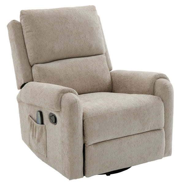 English Elm Manual Recliner Swivel Rocker Massage Chair Chenille Nursery and Living Room Seat Oatmeal N763P347287O