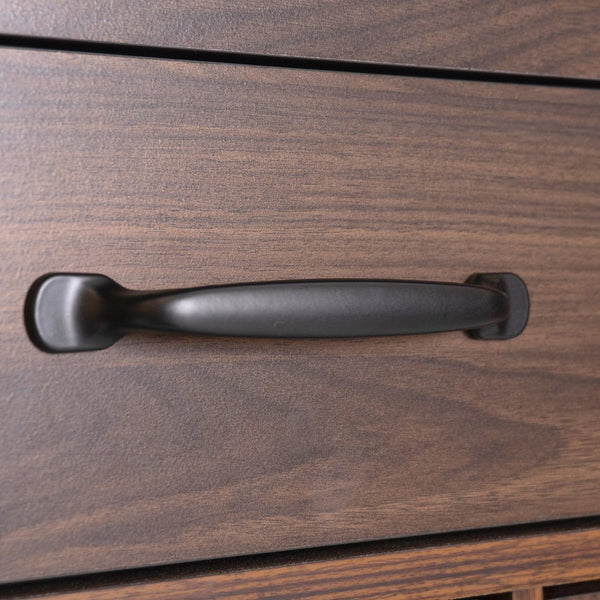 English Elm K&K Kitchen Island with Tilt-Out Trash Can, Drop Leaf Counter, Adjustable Shelf, Rolling Cart Walnut Brown WF326381AAZ