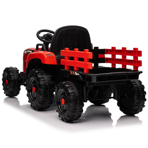 English Elm Ride on Electric Tractor Toy with Trailer 24v 400w Dual Motors Remote Control Led Red W1578P194696