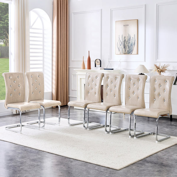 English Elm Set of 2 Glam Faux Alligator Pvc Dining Chairs with Crystal Buckle Bow Legs W3875P371041