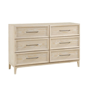 English Elm Contemporary Oak Veneer 6 Drawer Dresser with Ball Bearing Glides for Modern Bedrooms B011P425797