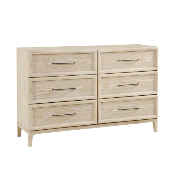 English Elm Contemporary Oak Veneer 6 Drawer Dresser with Ball Bearing Glides for Modern Bedrooms B011P425797