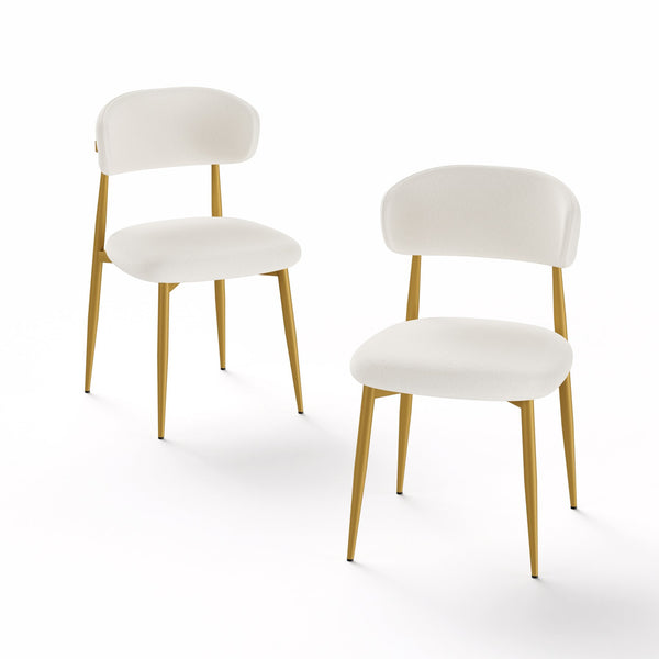 English Elm Set of 2 Velvet Dining Chairs with Curved Backrests and Gold Metal Legs — Stylish 250lb Capacity Comfort W1162P347122