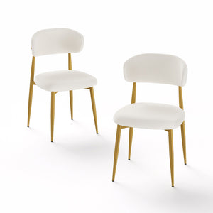 English Elm Set of 2 Velvet Dining Chairs Gold Metal Legs Curved Back Glam Kitchen Seating W1162P440046
