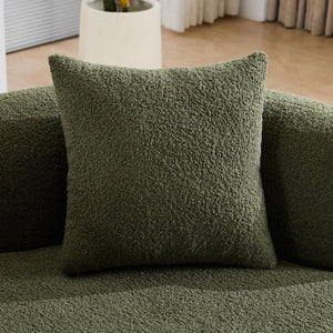 English Elm 66.93 Inch Curved Teddy Velvet Loveseat Sculptural Compact Sofa for Apartments Green W3612P406627