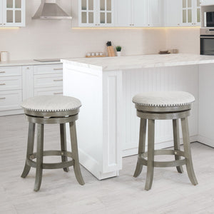 OSP Home Furnishings Round Backless Swivel Stool - Set of 2 Grey