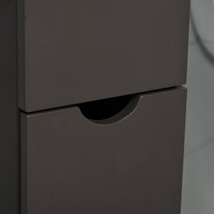 English Elm Narrow Mdf Bathroom Storage Tower with Open Shelves Cabinet and Drawers Brown T3971P470163