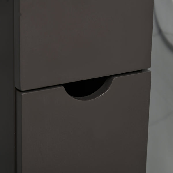 English Elm Narrow Mdf Bathroom Storage Tower with Open Shelves Cabinet and Drawers Brown T3971P470163