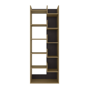 English Elm Bookcase, 11-Shelf Engineered Wood Organizer with Modern Oak & Wenge Finish, Durable, Eco-Friendly Storage Solution Natural Wood 68.5 L x 14.96 W x 5.51 H B097P296823
