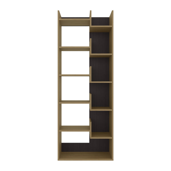 English Elm Bookcase, 11-Shelf Engineered Wood Organizer with Modern Oak & Wenge Finish, Durable, Eco-Friendly Storage Solution Natural Wood 68.5 L x 14.96 W x 5.51 H B097P296823