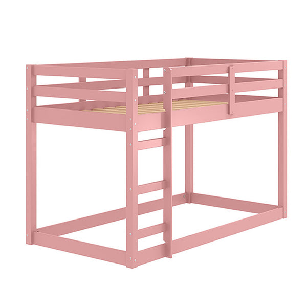 English Elm Pink Twin Loft Bed Solid Pine Frame with Built-In Ladder, Guardrail & 13-Slat Airflow Support, Space-Saving Design B062P189211