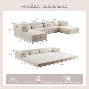 English Elm Compression Modular Floor Sofa Bed - Cozy, Versatile Lounge With Memory Foam & No Assembly Needed! W3723S00039
