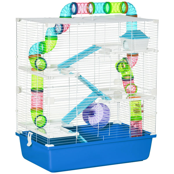 English Elm Pawhut Five Tier Small Animal Habitat with Tunnels Exercise Wheel and Ventilated Wire Frame W2225P173814